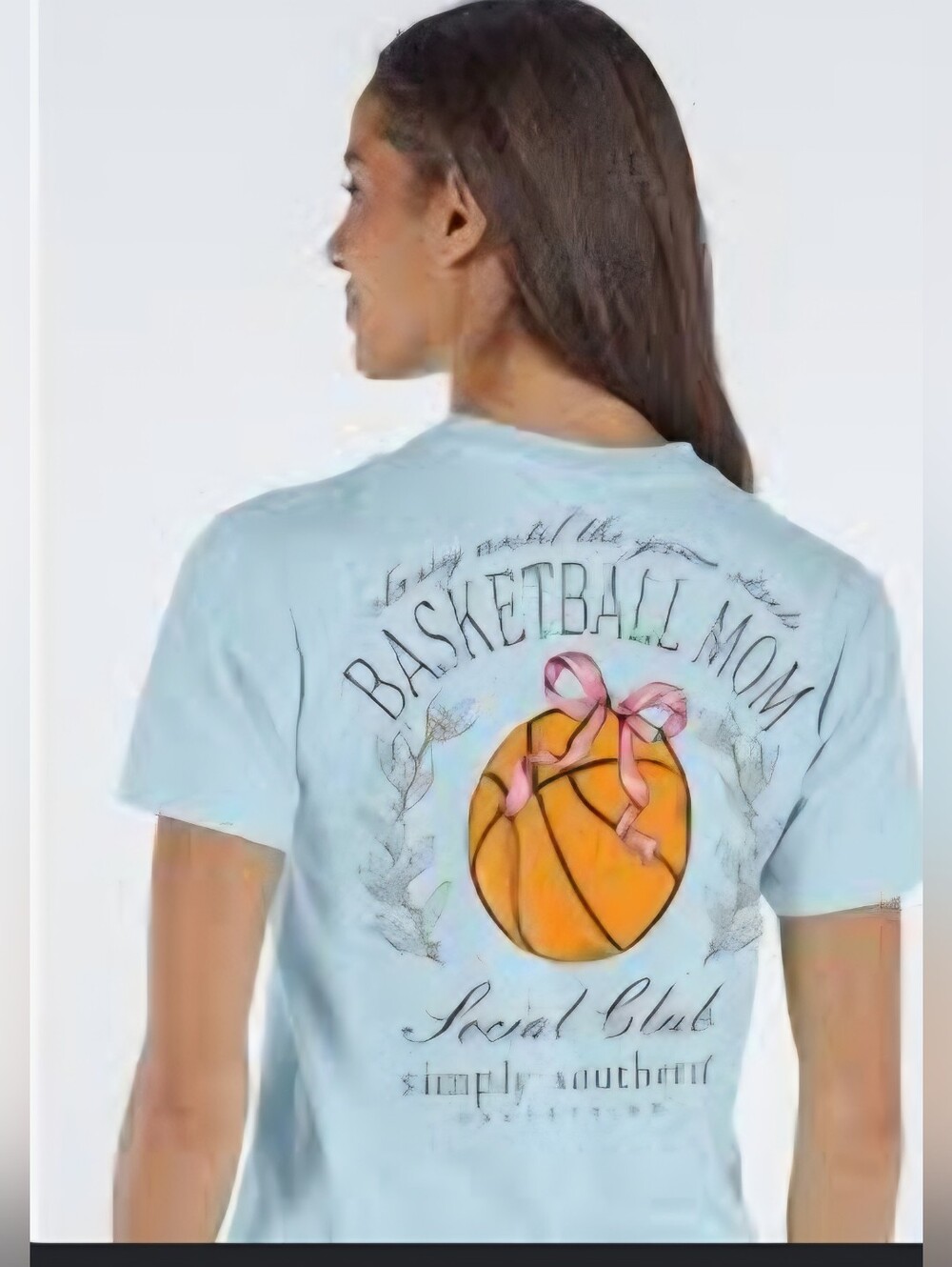 Nwt Simply Southern Basketball Mom Short Sleeve Tee - Light Blue (Sz:L)